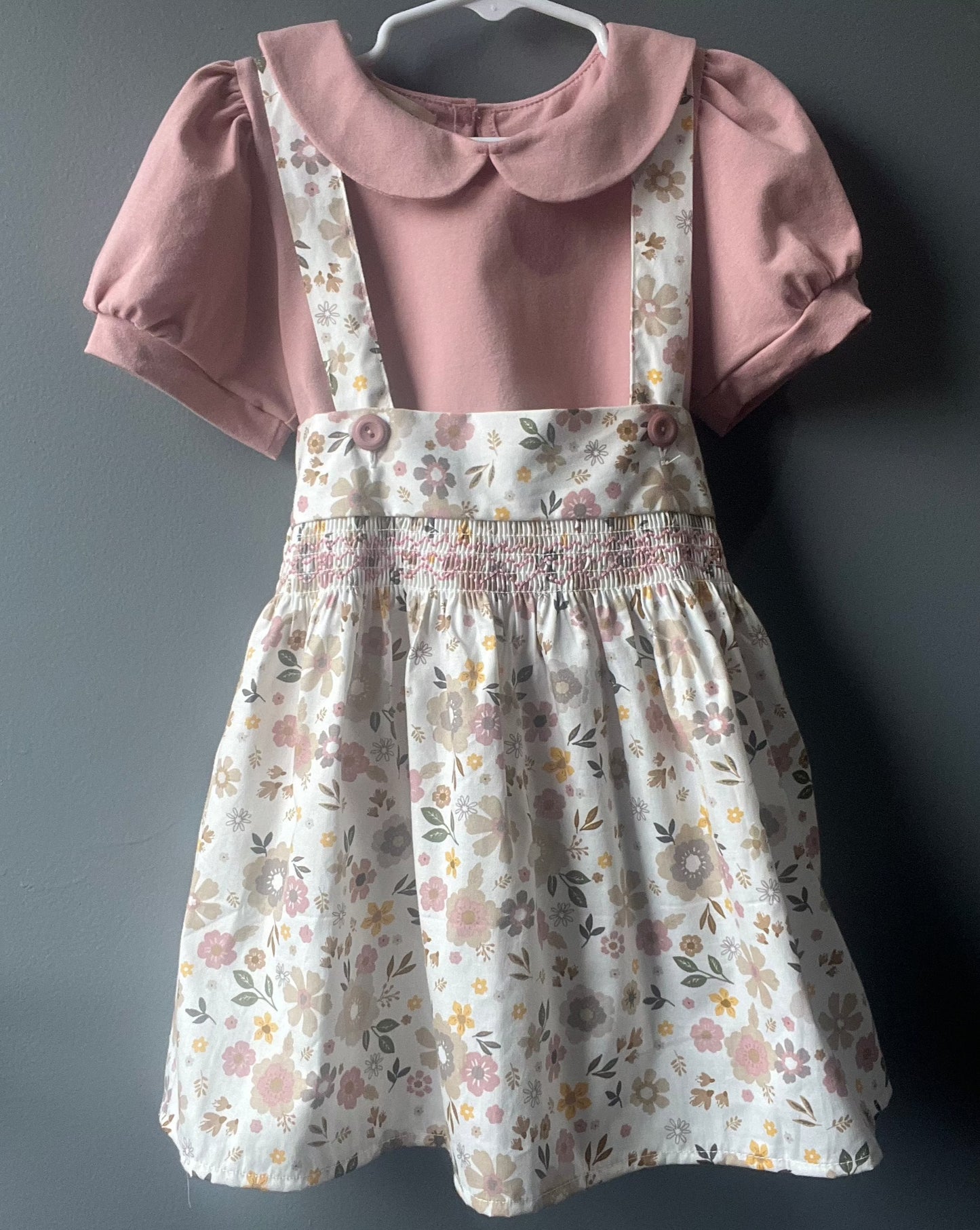 Dusty Pink Floral Jumper Skirt Set